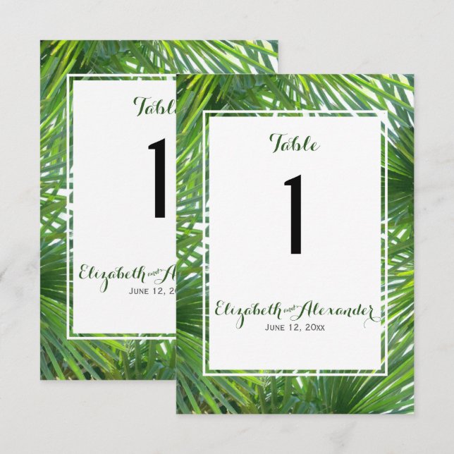 Elegant Greenerity Wedding Tischnummer Card (Vorne/Hinten)