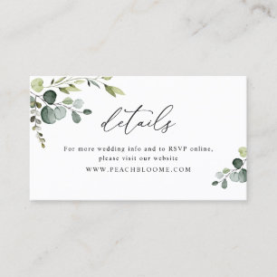 Elegant Greenerity Wedding Website Details Card Visitenkarte