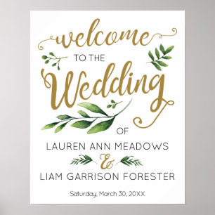 Elegant Greenerity Wedding Welcome Poster