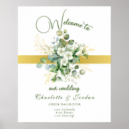 Elegant Greenerity Wedding Welcome Poster