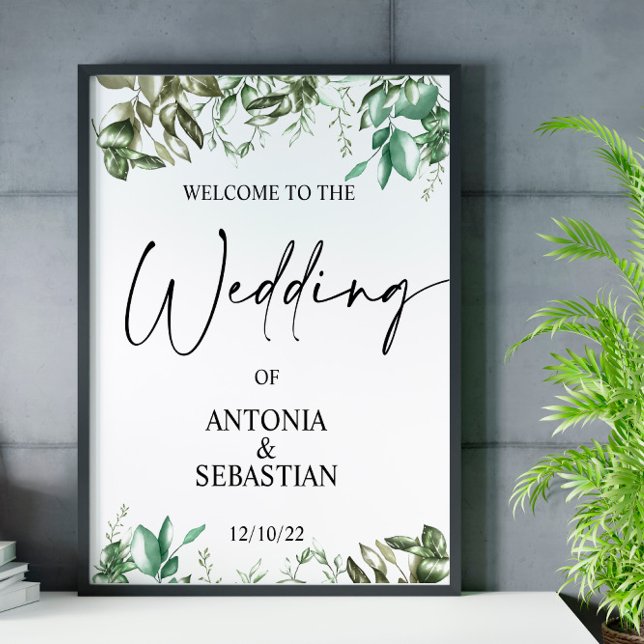 Elegant Greenerity Wedding Welcome Poster (Von Creator hochgeladen)