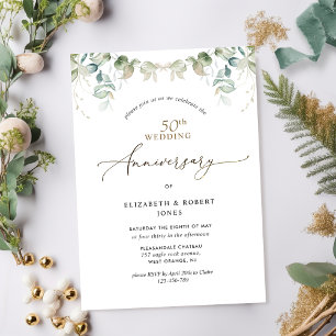 Elegant Greenery 50. Hochzeitstag Einladung