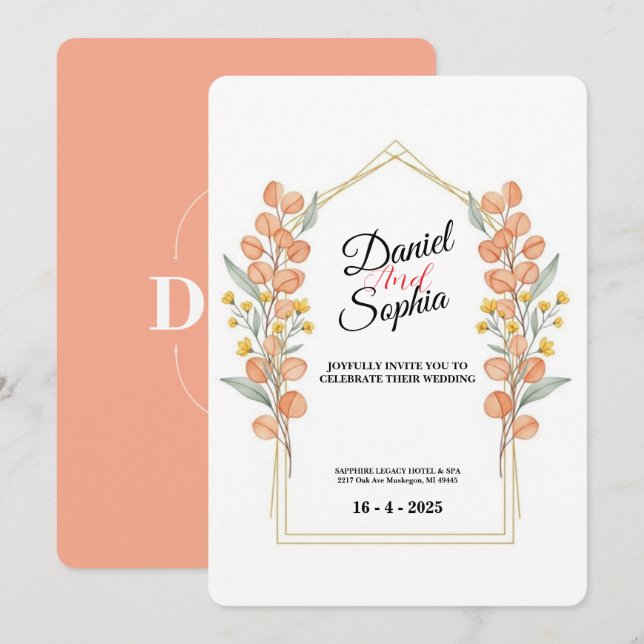 Elegant Greenery Arch Wedding Invitation  (Devant / Derrière)