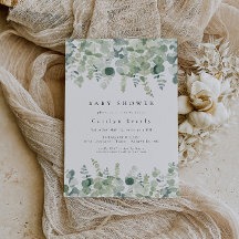 Elegant Greenery Baby Shower Einladung