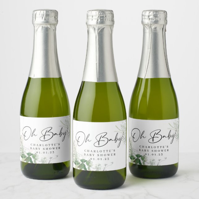 Elegant Greenery Baby Shower Mini Sparkling Wine L (Flaschen)