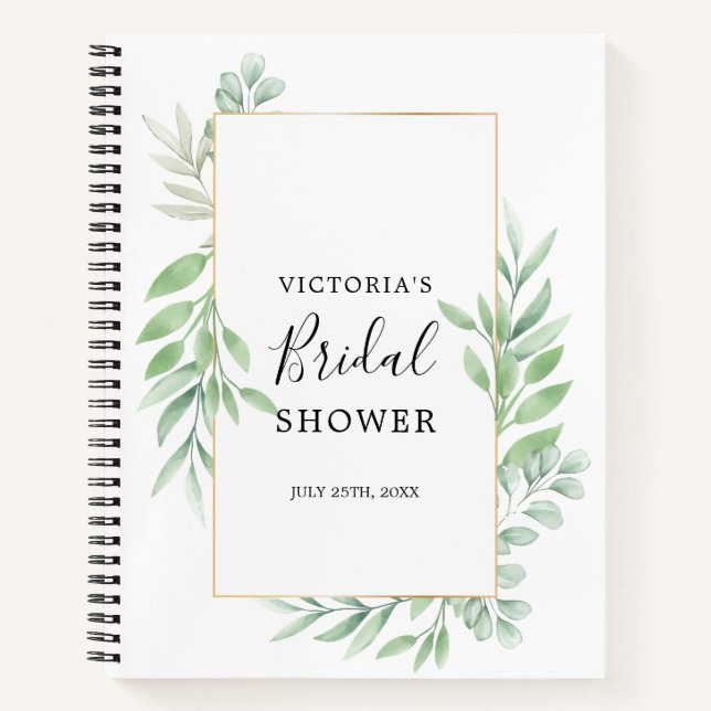 Elegant Greenery Blätter Brautparty Gift List Notizbuch (Vorderseite)