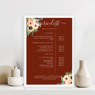 Elegant Greenery Blumensalon Rot Poster