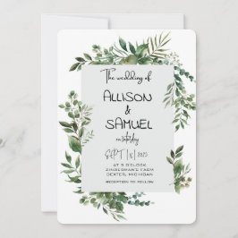 Elegant Greenery Border Wedding Einladung