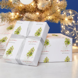 Elegant Greenery Botanical Frohe Weihnachten Geschenkpapier