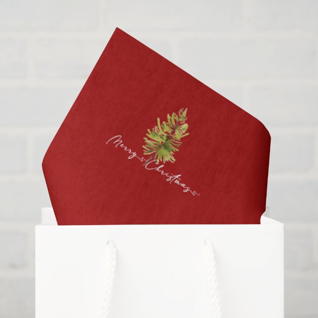 Elegant Greenery Botanical Frohe Weihnachten Seidenpapier (Geschenktüte)