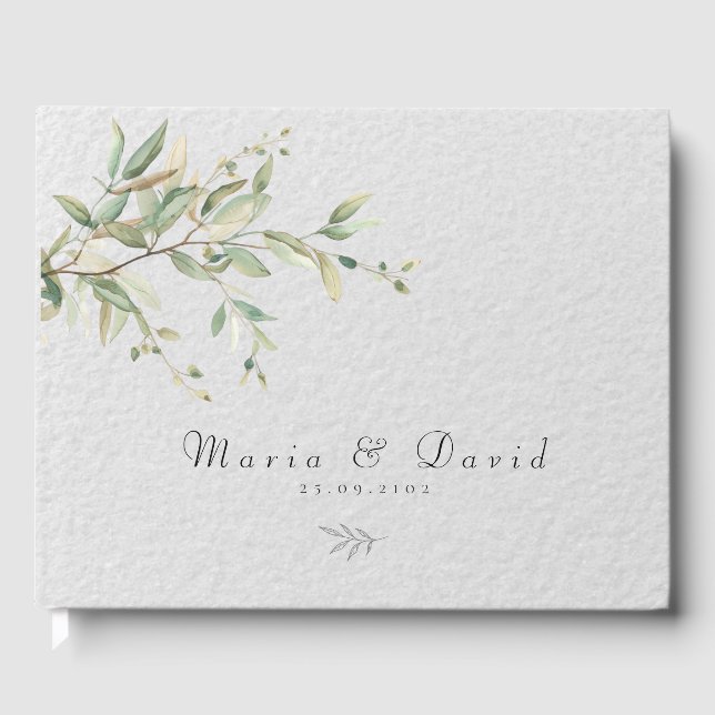 Elegant Greenery Botanical Wedding Invitation Gästebuch (Vorderseite)