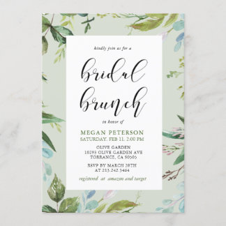 Elegant Greenery Bridal Brunch Einladung