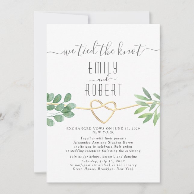 Elegant Greenery Calligraphy Wedding Einladung (Vorderseite)