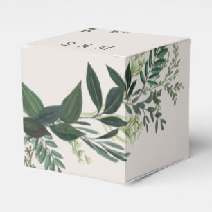 Elegant Greenery Custom Monogram Cube Favor Box Geschenkschachtel