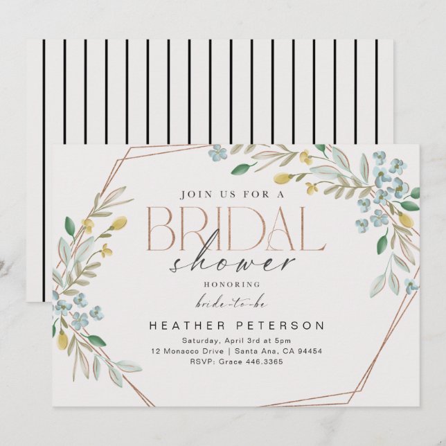 Elegant Greenery Einladung (Vorne/Hinten)