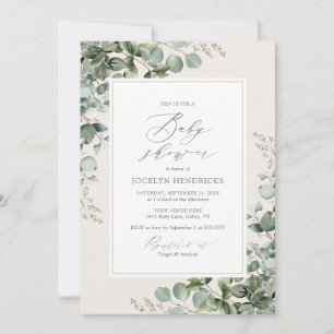 Elegant Greenery Eucalyptus Baby Shower Einladung