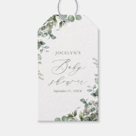 Elegant Greenery Eucalyptus Baby Shower Geschenkanhänger