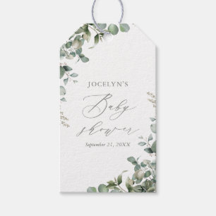 Elegant Greenery Eucalyptus Baby Shower Geschenkanhänger