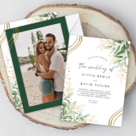 Elegant Greenery Eucalyptus Blätter Foto Wedding Einladung