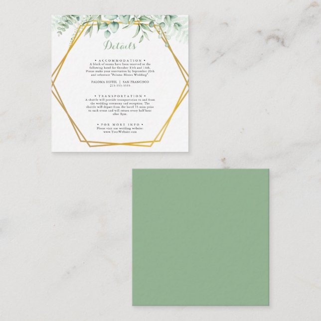Elegant Greenery Eucalyptus Blätter Wedding Begleitkarte (Vorne/Hinten)