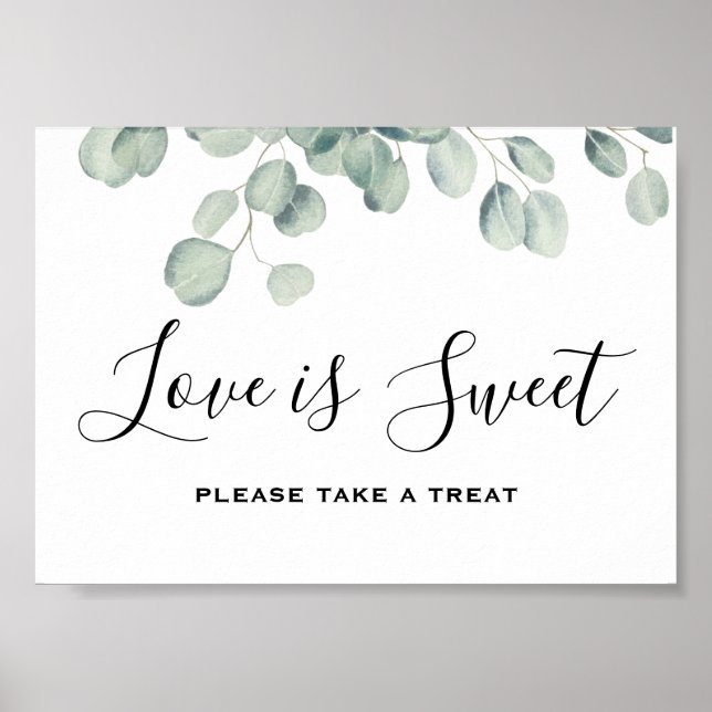 Elegant Greenery Eucalyptus Blätter Wedding Poster (Vorne)