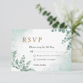 Elegant Greenery Eucalyptus Blätter Wedding RSVP Karte