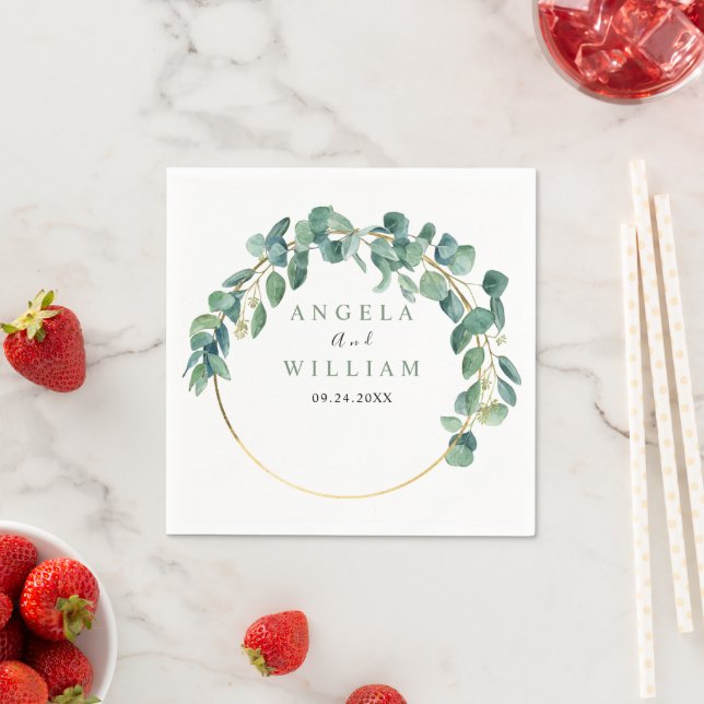 Elegant Greenery Eucalyptus Blätter Wedding Serviette (Beispiel)