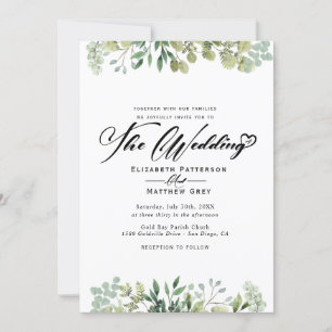 Elegant Greenery Eucalyptus Blume Wedding Einladung