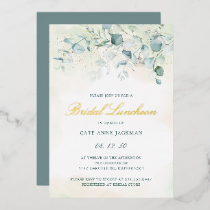 Elegant Greenery Eucalyptus Bridal Luncheon Gold Folieneinladung