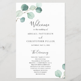 Elegant Greenery Eucalyptus Budget Hochzeitsprogra Flyer
