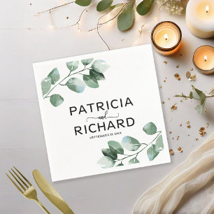 Elegant Greenery Eucalyptus Calligraphy Wedding Serviette