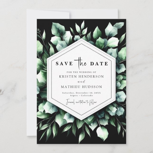 Elegant Greenery Eucalyptus Digital Wedding Save The Date (Vorderseite)