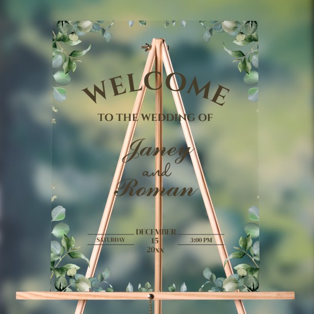Elegant Greenery Eucalyptus Verlasse Rustikale Hoc Acrylschild (Neutral)