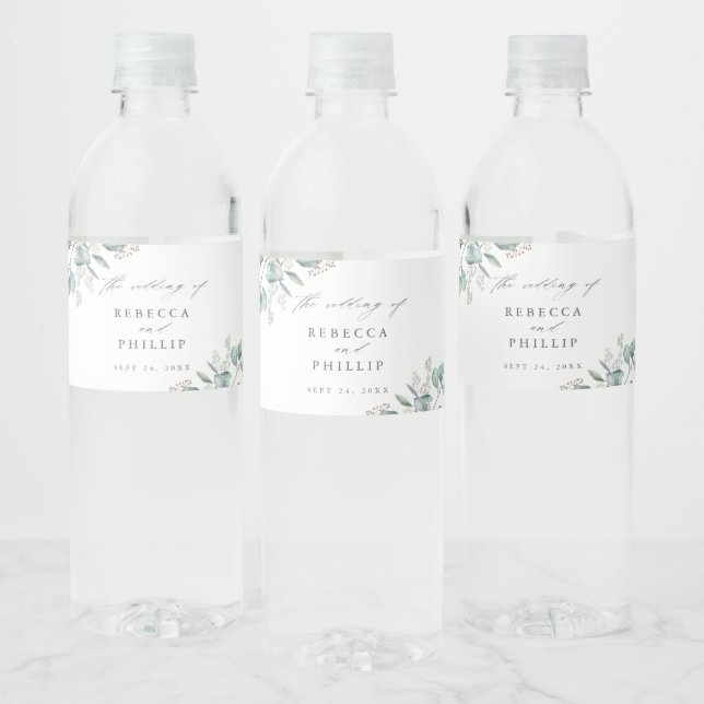 Elegant Greenery Eucalyptus Watercolor Wedding (Flaschen)