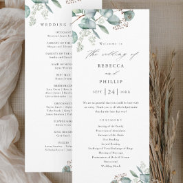 Elegant Greenery Eucalyptus Watercolor Wedding Programm