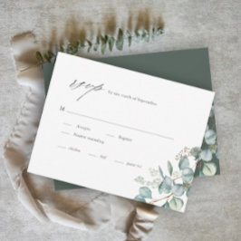 Elegant Greenery Eucalyptus Watercolor Wedding RSVP Karte