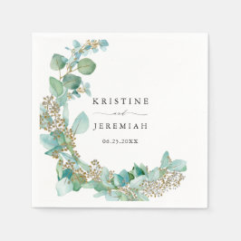 Elegant Greenery Eucalyptus Watercolor Wedding Serviette