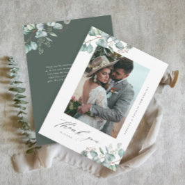 Elegant Greenery Eucalyptus Wedding Foto Dankeskarte