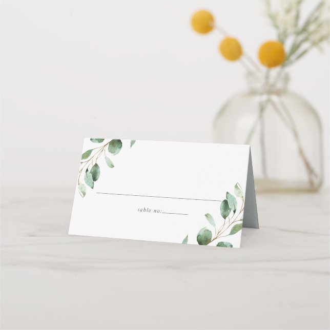 Elegant Greenery Eucalyptus Wedding Platzkarte (Vorderseite)