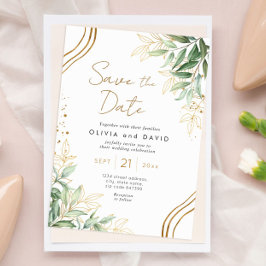 Elegant Greenery Eucalyptus Wedding Save the Date Einladung