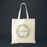 Elegant Greenery Eucalyptus Wreath Tote Bag Tragetasche<br><div class="desc">Ein eleganter,  botanischer Eukalyptus-Kranz-Totbeutel. Personalisieren Sie es für sich selbst oder für ein Geschenk. Entworfen für Sie von BlackBerry Boulevard.</div>