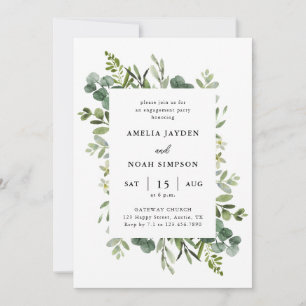 Elegant Greenery Eukalyptus Engagement Party Einladung