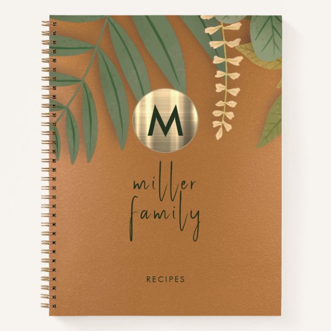 Elegant Greenery Family Rezept Buch (Vorderseite)