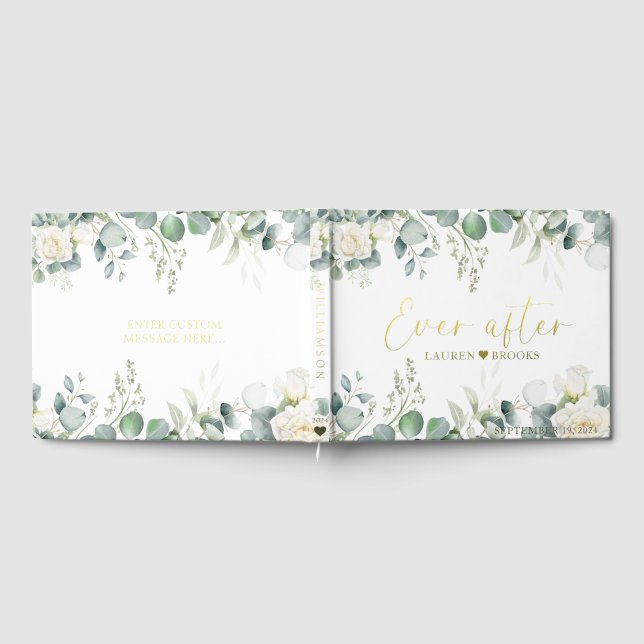 Elegant Greenery Floral Bridal Hochzeitstorch Gästebuch (Voll)