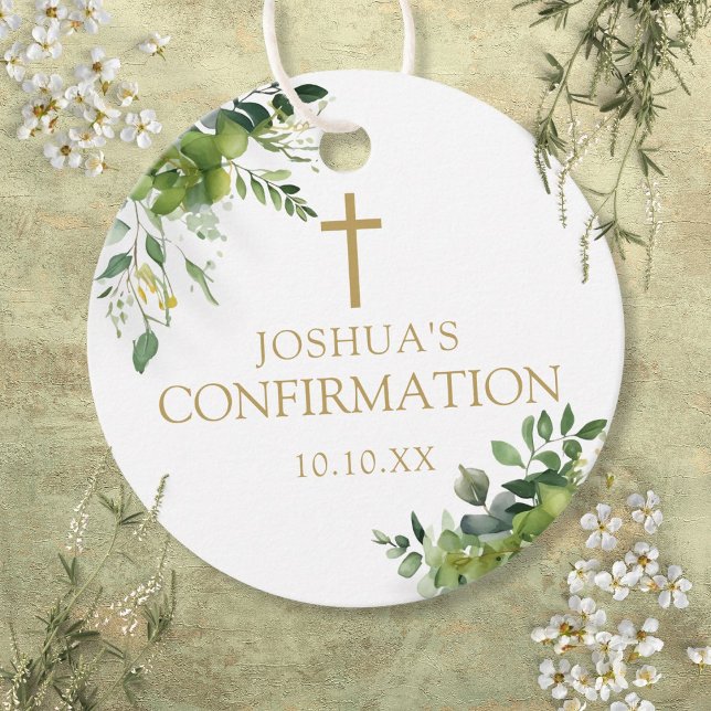 Elegant Greenery Floral Confirmation Geschenkanhänger (Elegant Greenery Floral Confirmation Favor Tags)