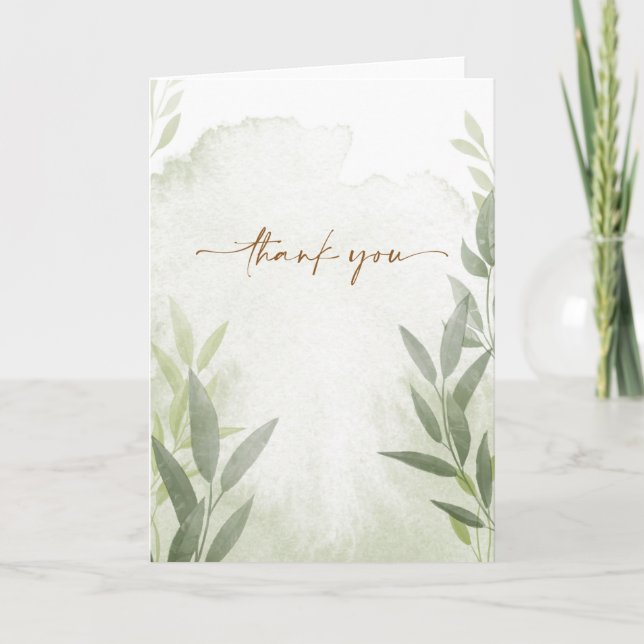 Elegant Greenery Floral Dankeschön Karte (Vorderseite)