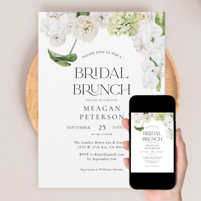 Elegant Greenery Floral Summer Bridal Brunch Einladung (Von Creator hochgeladen)