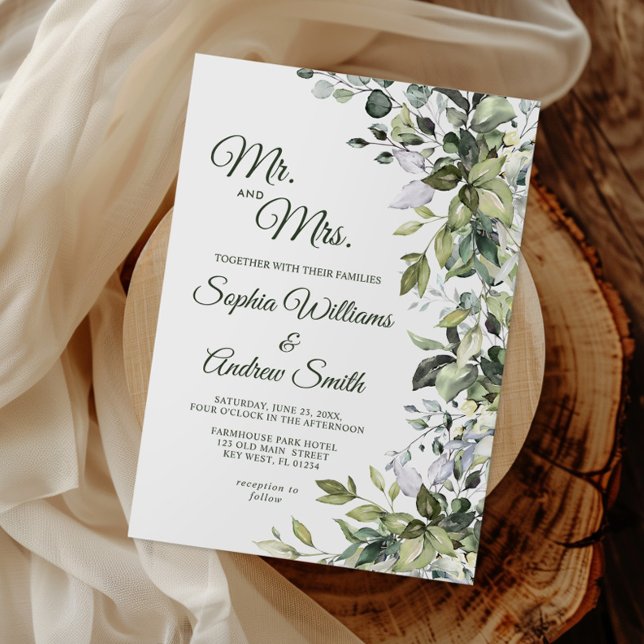 Elegant Greenery Floral Wedding Einladung (Von Creator hochgeladen)