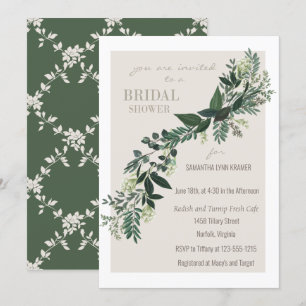 Elegant Greenery Garland Ferns Brautparty Einladung