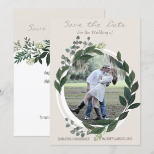 Elegant Greenery Garland Ferns Save the Date Foto Einladung